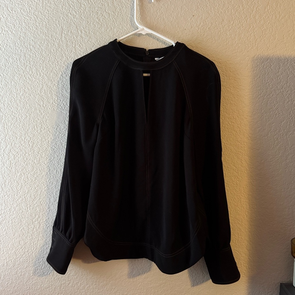 Veronica Beard Black Long-Sleeve Blouse with Tuck Detail